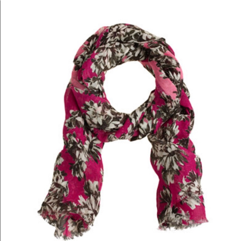 J.Crew Scarf Photo Floral Shawl Wrap Pink Fuschia A8312 New w/ Tag